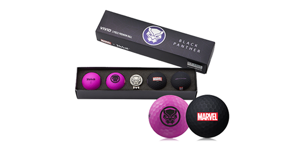 Marvel Black Panther Volvik Vivid 4 Balls with a Ball Marker Set