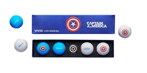 Marvel Captain America Volvik Vivid 4 Balls with a Ball Marker Set