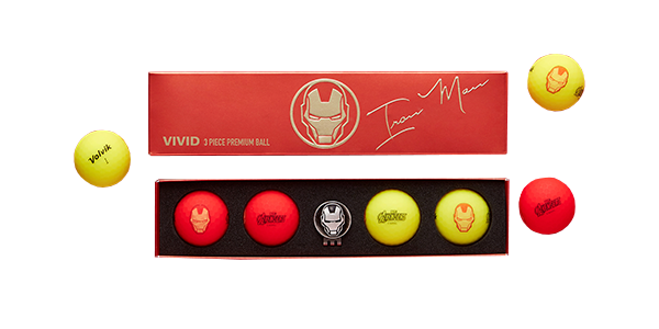 Marvel Iron Man Volvik Vivid 4 balls with a ball marker set